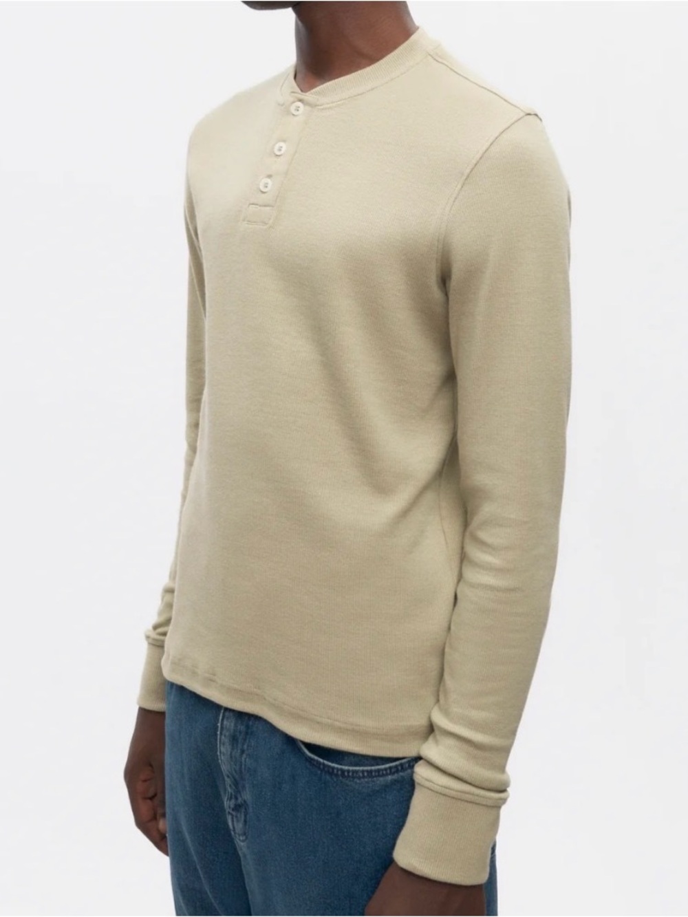 KOTN Men's Long-Sleeve Henley Shirt in Desert